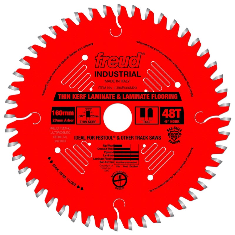 Freud LU96R006M20: 160mm x 48T mm Thin Kerf Double Sided Laminate/Melamine - Image 1